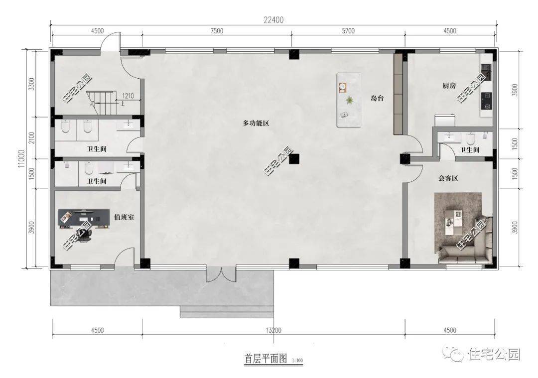 22×12米三层现代活动中心自带145平功能会议室跟直播间（2263）(图2)