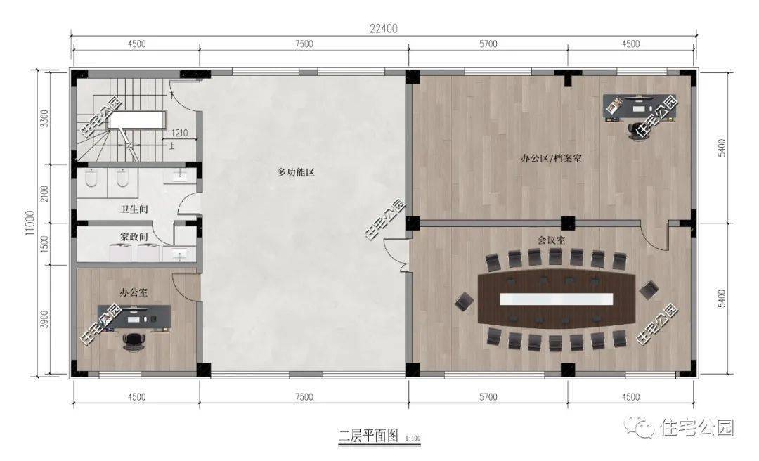 22×12米三层现代活动中心自带145平功能会议室跟直播间（2263）(图3)